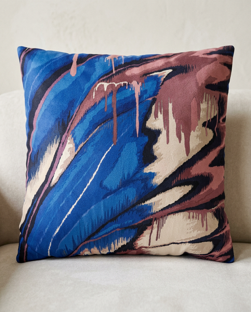 Faux Suede Pillow - Morpho Drip
